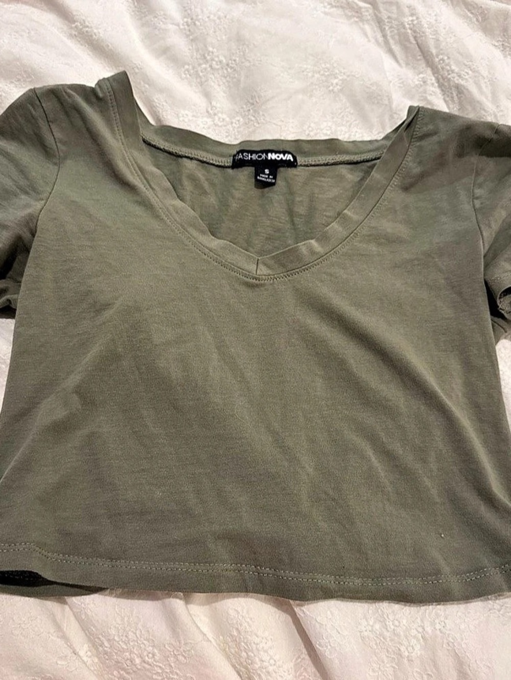 Fashion Nova Valentina Plunge Crop Top Olive Size Small